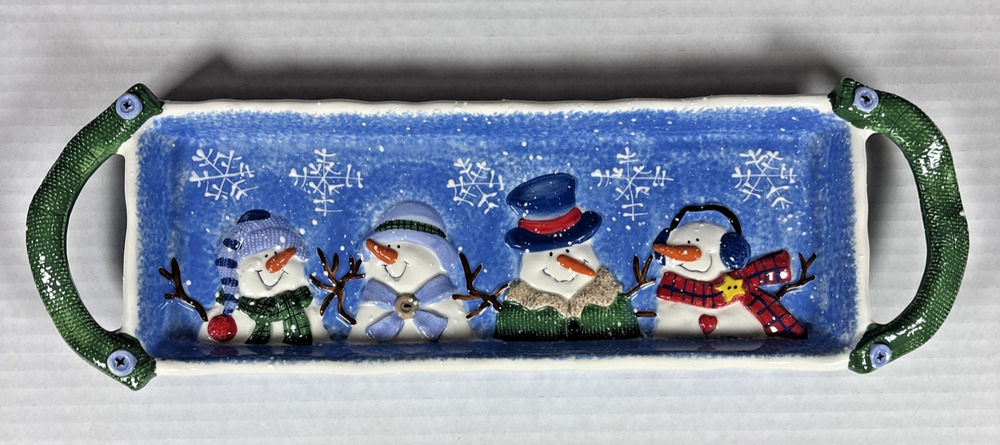 St. Nicholas Square BUTTON UP 16" Serving Cookie Cheese Tray Christmas Snowman